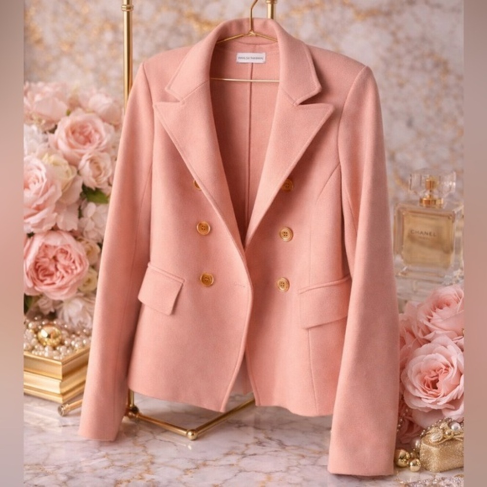 Scanlan Theodore Peach Double-Breasted Blazer – Luxury Tailored Piece